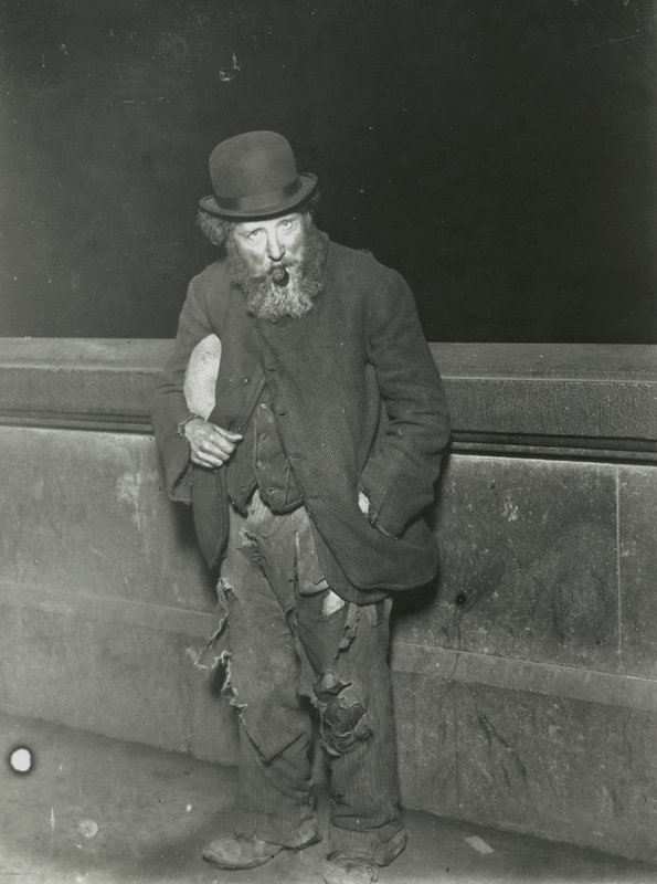 London, Tramp with a Pipe by English Photographer
