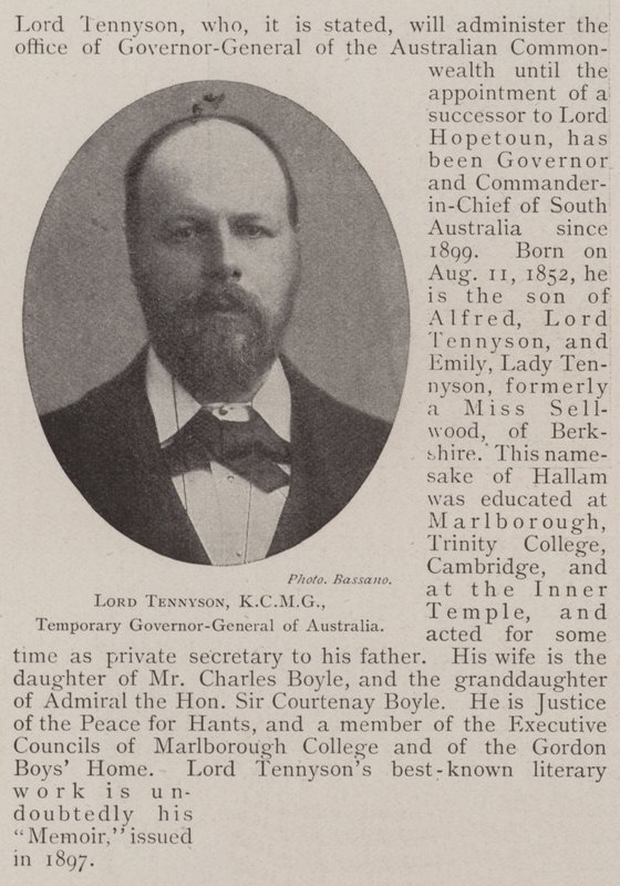 Lord Tennyson, KCMG, Temporary Governor-General of Australia by English Photographer