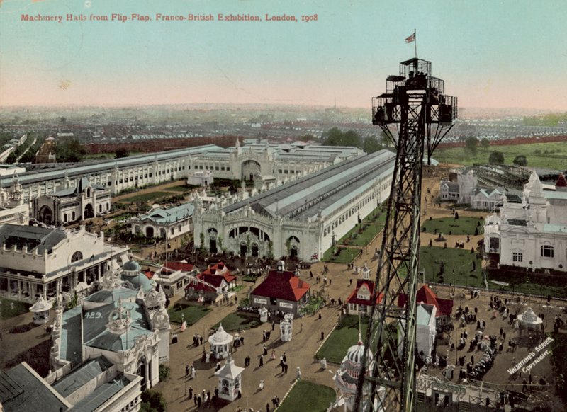 Machinery Halls from Flip-Flap, The Great White City, London by English Photographer
