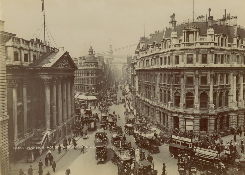 Mansion House, Queen Victoria Street, and Cheapside, London by English Photographer