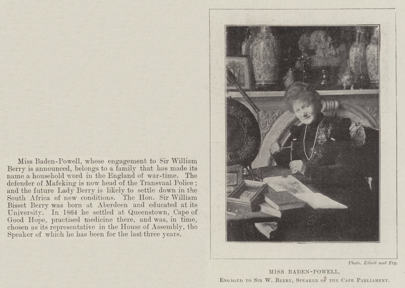 Miss Baden-Powell, engaged to Sir W Berry, Speaker of the Cape Parliament by English Photographer