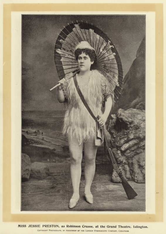 Miss Jessie Preston as Robinson Crusoe at the Grand Theatre, Islington by English Photographer