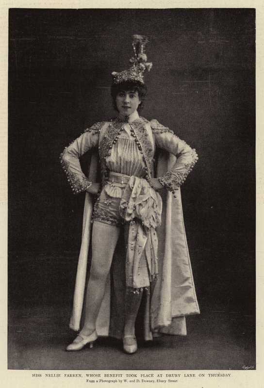 Miss Nellie Farren, Whose Benefit Took Place at Drury Lane on Thursday by English Photographer