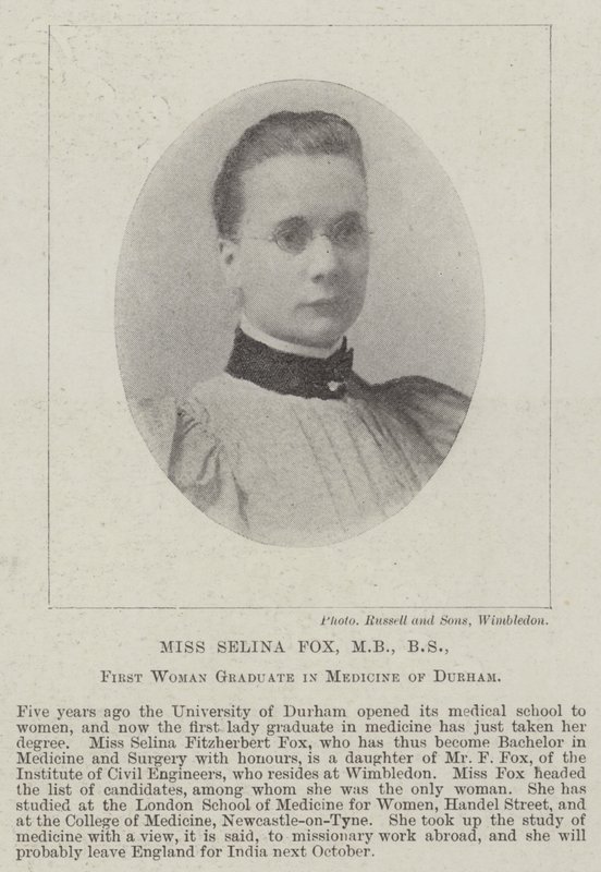 Miss Selina Fox, MB, BS, First Woman Graduate in Medicine of Durham by English Photographer