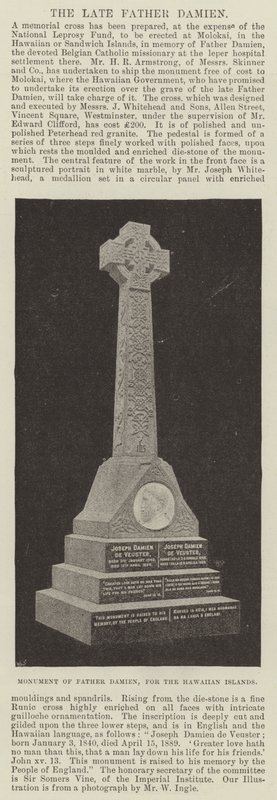 Monument of Father Damien, for the Hawaiian Islands by English Photographer