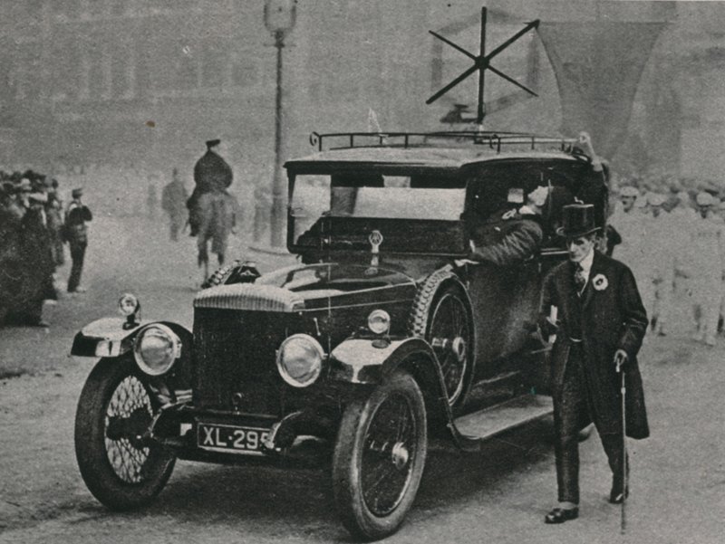 Motor Car with Radio Receiving Apparatus and a Frame Aerial on the Roof of the Car by English Photographer