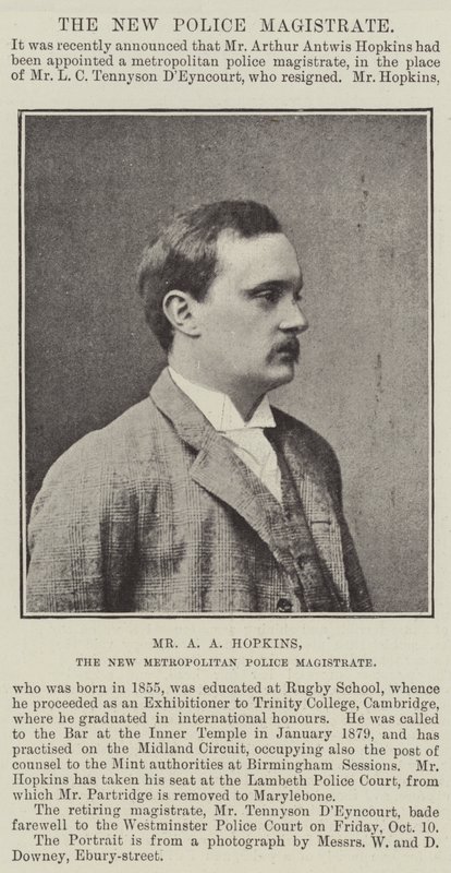 Mr A A Hopkins, the New Metropolitan Police Magistrate by English Photographer