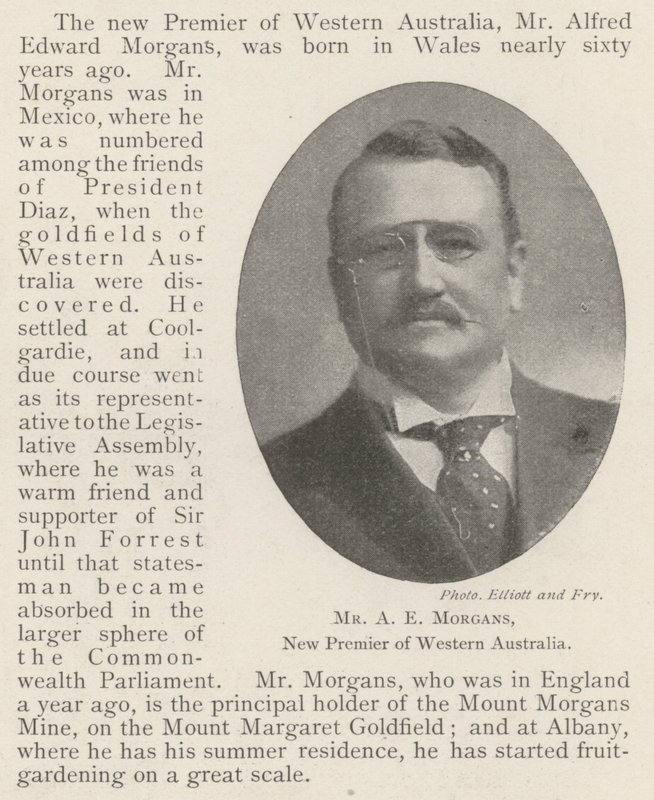 Mr A E Morgans, New Premier of Western Australia by English Photographer