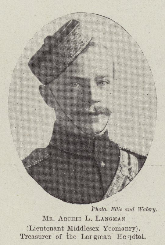 Mr Archie L Langman, Lieutenant Middlesex Yeomanry, Treasurer of the Langman Hospital by English Photographer