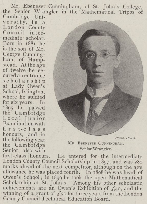Mr Ebenezer Cunningham, Senior Wrangler by English Photographer