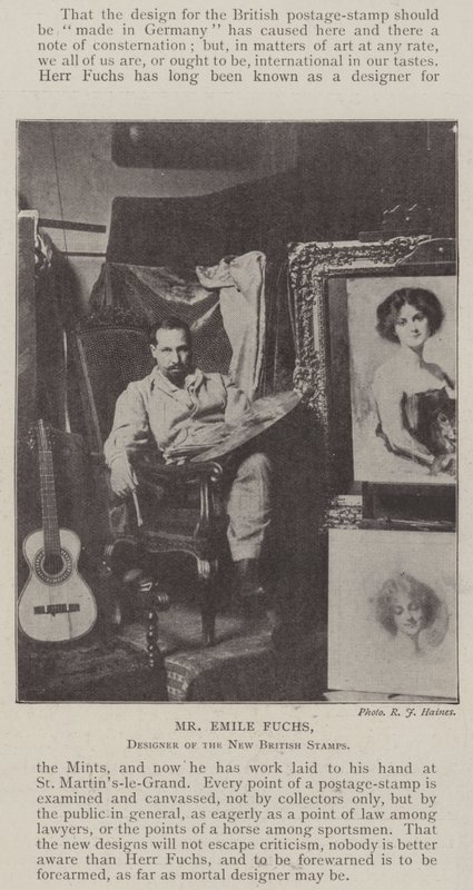 Mr Emile Fuchs, Designer of the New British Stamps by English Photographer