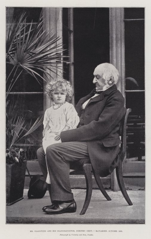 Mr Gladstone and His Granddaughter, Dorothy Drew, Hawarden, October 1893 by English Photographer