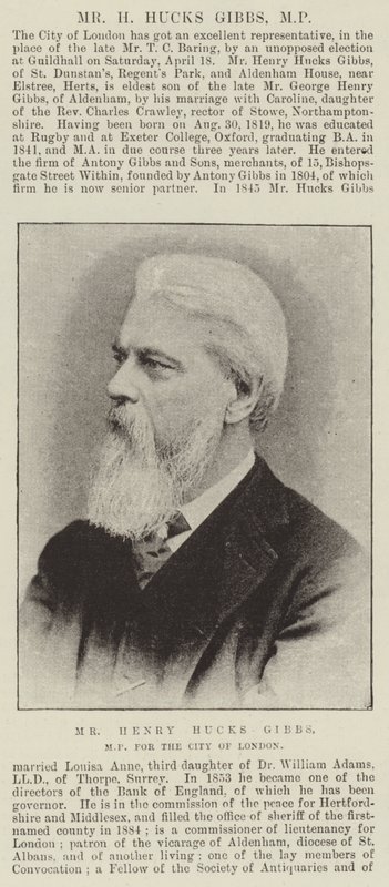 Mr Henry Hucks Gibbs, MP for the City of London by English Photographer