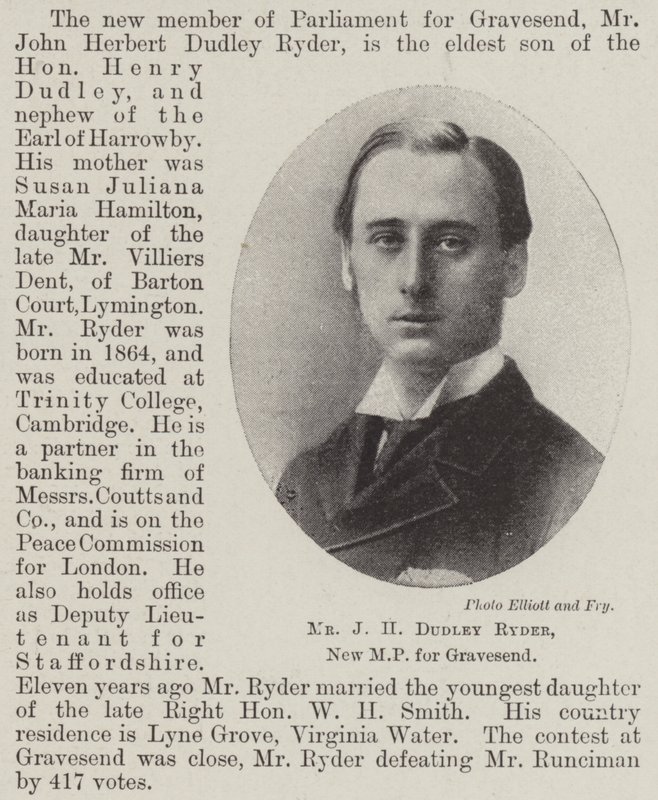 Mr J H Dudley Ryder, New MP for Gravesend by English Photographer