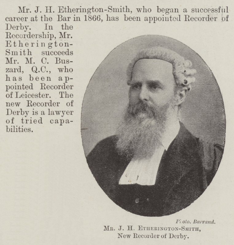 Mr J H Etherington-Smith, New Recorder of Derby by English Photographer