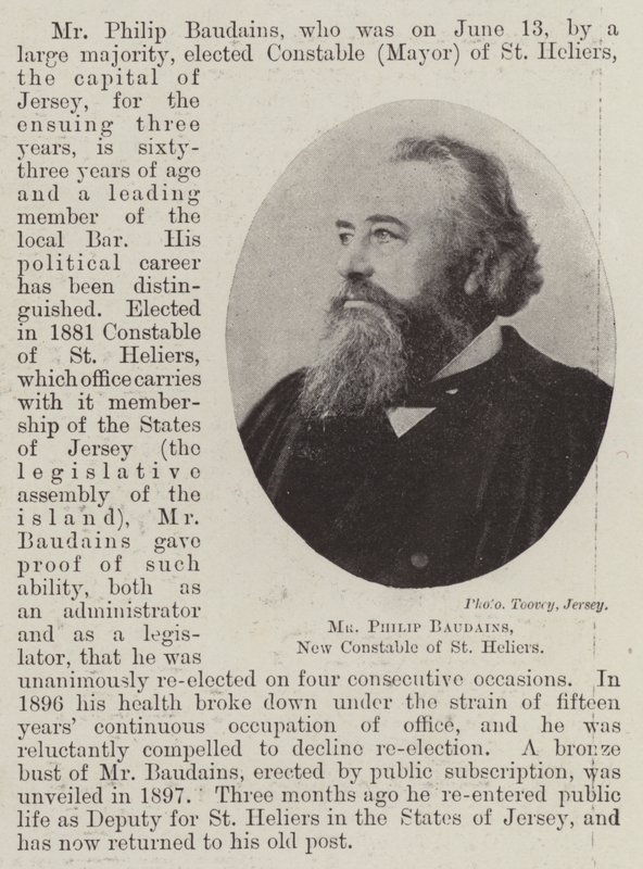 Mr. Philip Baudains, New Constable of St. Helier