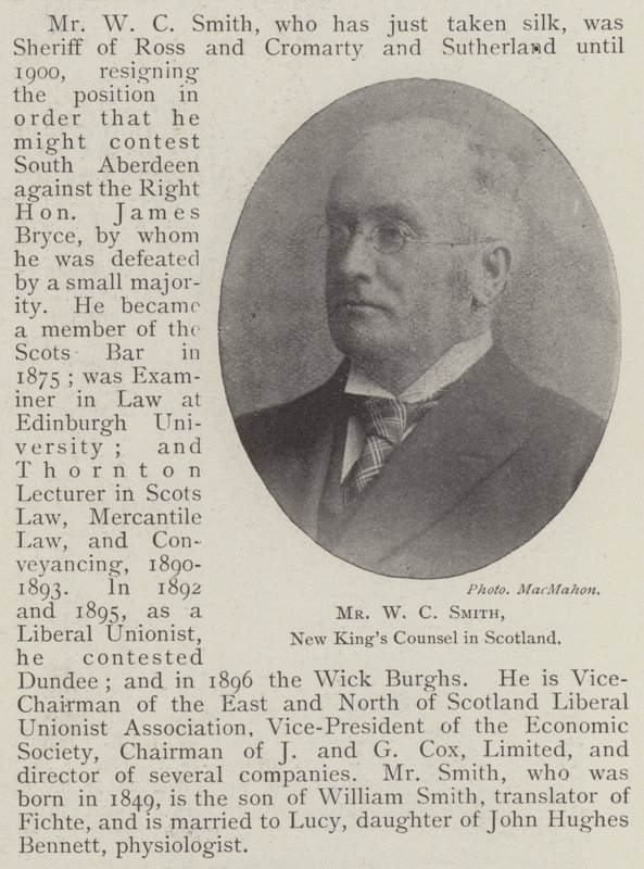 Mr W C Smith, New King