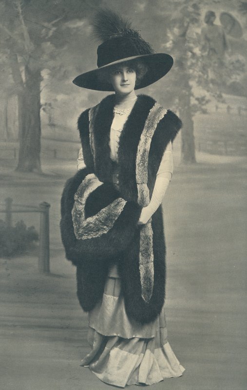 New Shaped Stole of Mink and Chinchilla, with Large Fancy Shaped Muff to Match by English Photographer