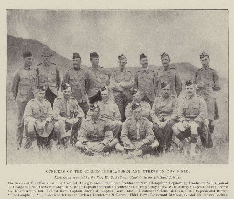 Officers of the Gordon Highlanders and Others in the Field by English Photographer