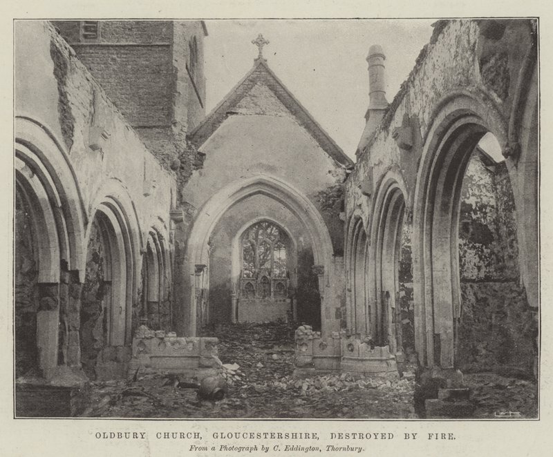 Oldbury Church, Gloucestershire, Destroyed by Fire by English Photographer