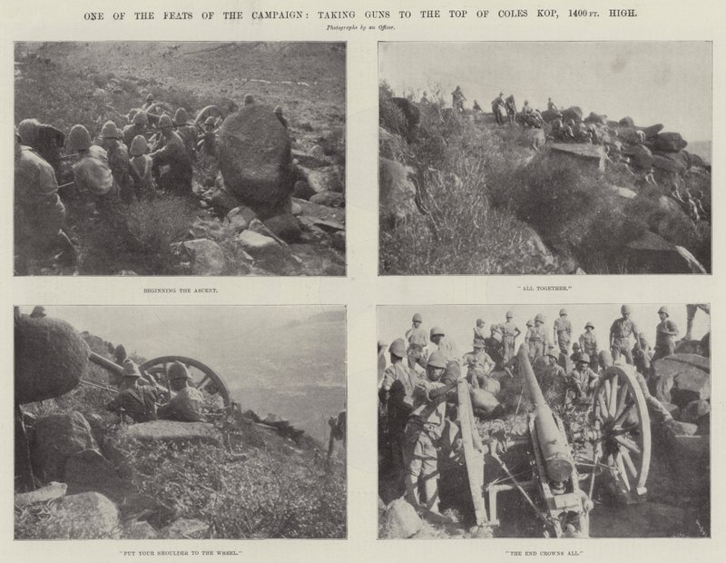 One of the Feats of the Campaign, taking Guns to the Top of Coles Kop, 1400ft High by English Photographer