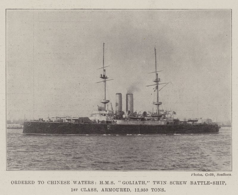 Ordered to Chinese Waters, HMS Goliath, Twin Screw Battle-Ship, 1st Class, Armoured, 12,950 Tons by English Photographer