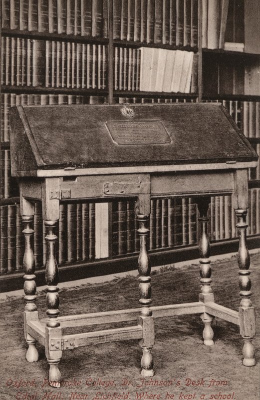Oxford, Pembroke College, Dr Johnson’s Desk, from Edial Hall, near Lichfield, where he kept a school by English Photographer