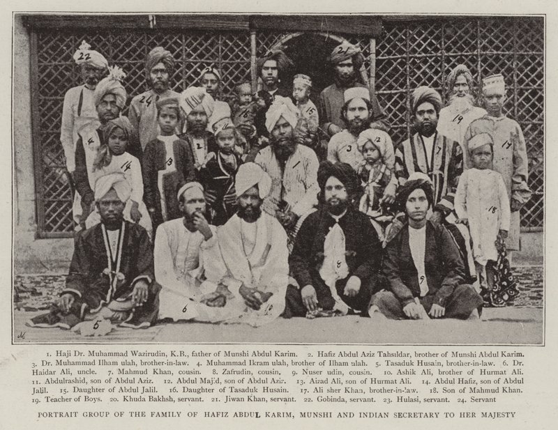 Portrait Group of the Family of Hafiz Abdul Karim, Munshi and Indian Secretary to Her Majesty by English Photographer