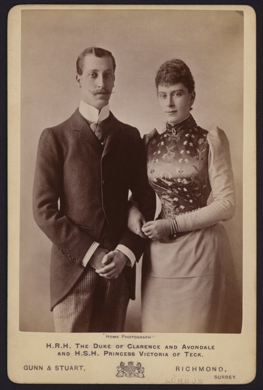 Portrait, Prince Albert Victor, eldest son of King Edward VII, and Princess Mary of Teck by English Photographer