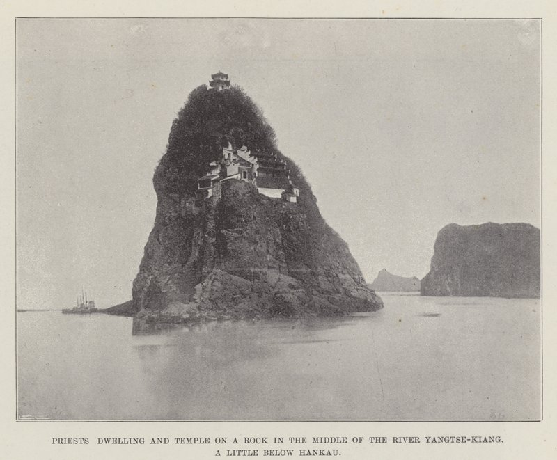 Priests Dwelling and Temple on a Rock in the Middle of the River Yangtse-Kiang, a Little below Hankau by English Photographer