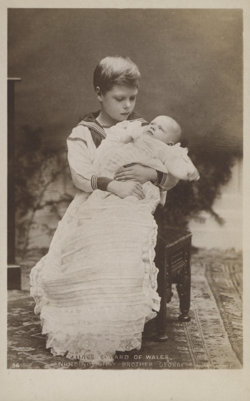 Prince Edward of Wales, nursing his baby brother George by English Photographer