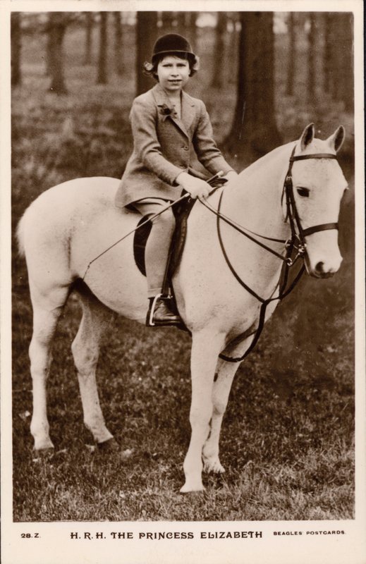 Princess Elizabeth (Later Queen Elizabeth II) Riding a White Pony by English Photographer