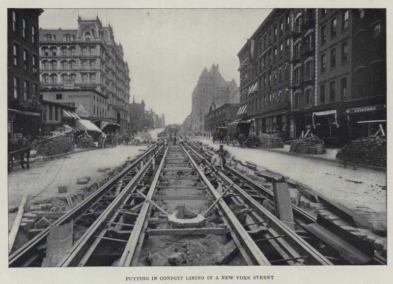 Putting in Conduit Lining in a New York Street by English Photographer