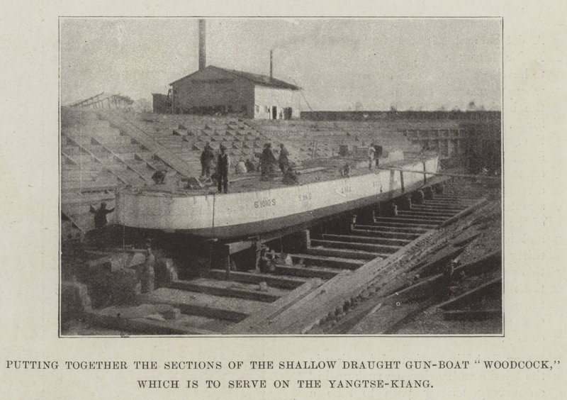 Putting together the Sections of the Shallow Draught Gun-Boat Woodcock, which is to serve on the Yangtse-Kiang by English Photographer