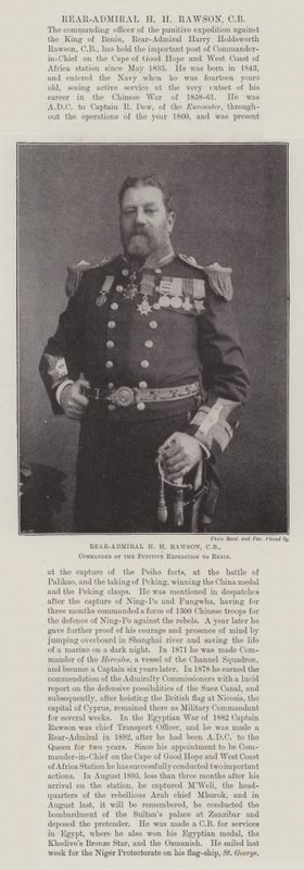 Rear-Admiral H M Rawson, CB, Commander of the Punitive Expedition to Benin by English Photographer