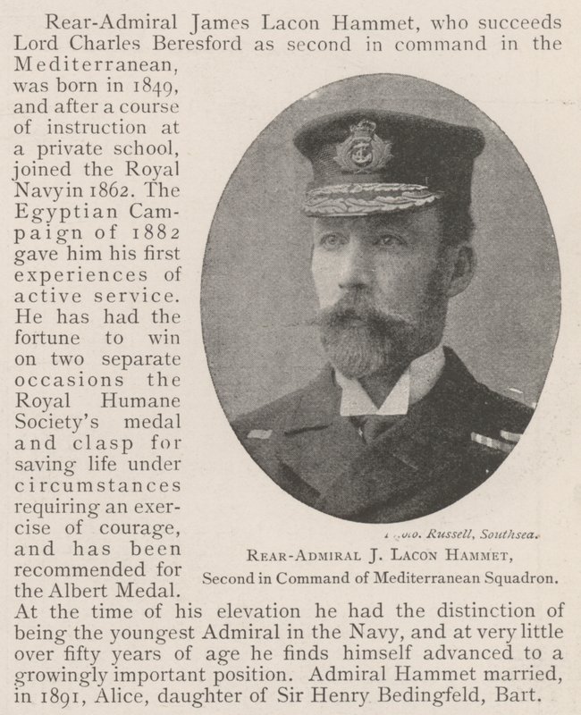 Rear-Admiral J Lacon Hammet, Second in Command of Mediterranean Squadron by English Photographer