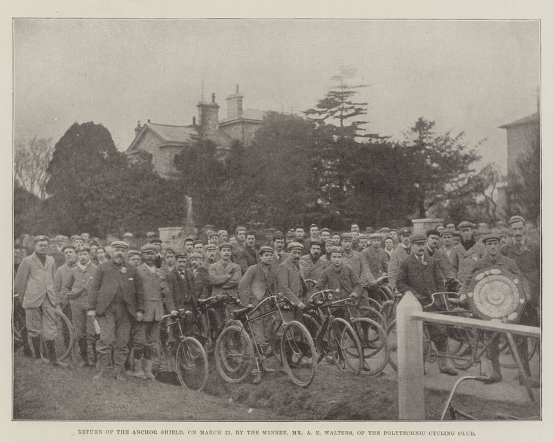Return of the Anchor Shield, on 23 March, by the Winner, Mr A E Walters, of the Polytechnic Cycling Club by English Photographer