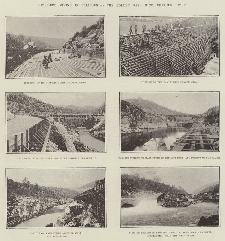 River-Bed Mining in California, the Golden Gate Mine, Feather River by English Photographer