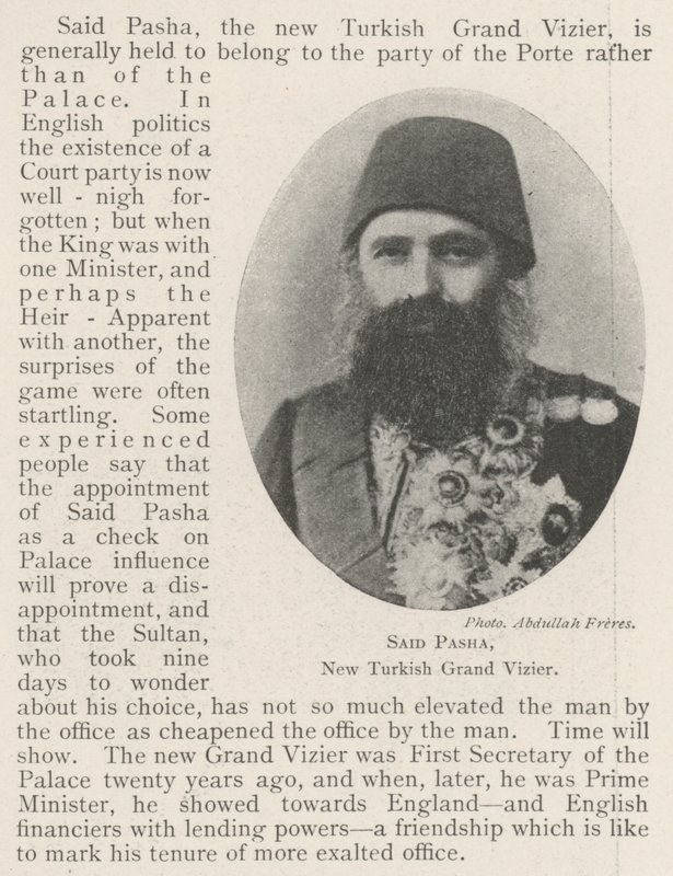 Said Pasha, New Turkish Grand Vizier by English Photographer