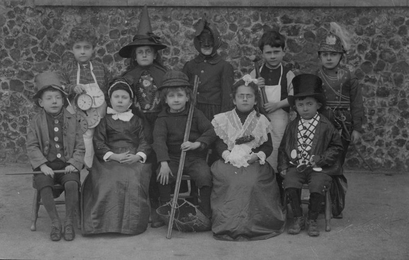 School children, Norfolk, in fancy dress early 20th century by English Photographer