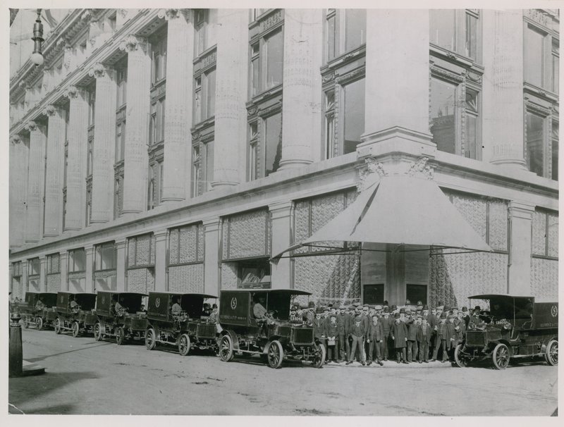Selfridges Delivery Vans Parked Outside the Store on Oxford Street by English Photographer