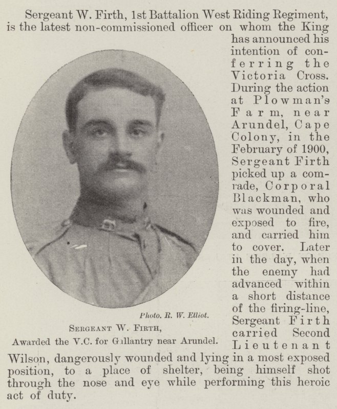 Sergeant W Firth, awarded the VC for Gallantry near Arundel by English Photographer