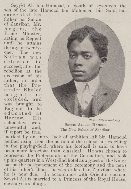 Seyyid Ali bin Hamoud, the New Sultan of Zanzibar by English Photographer
