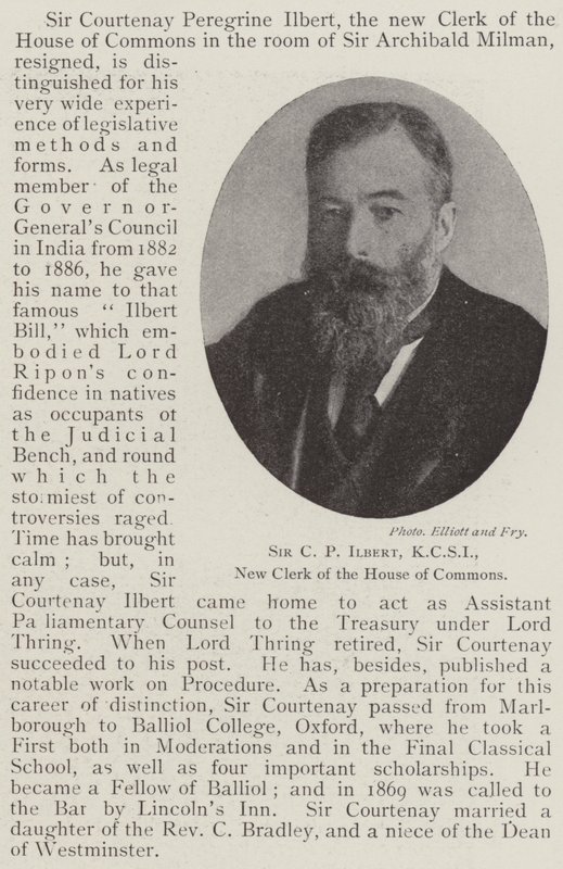 Sir C P Ilbert, KCSI, New Clerk of the House of Commons by English Photographer