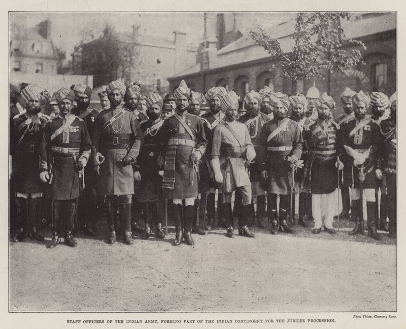 Staff Officers of the Indian Army, Forming Part of the Indian Contingent for the Jubilee Procession by English Photographer