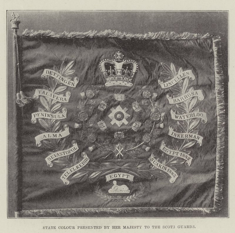 State Colour Presented by Her Majesty to the Scots Guards by English Photographer