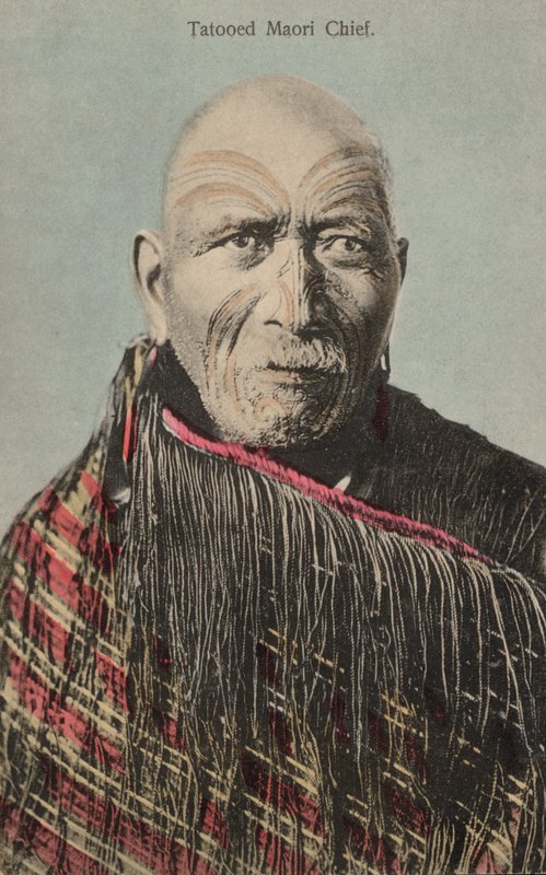 Tattooed Maori Chief by English Photographer