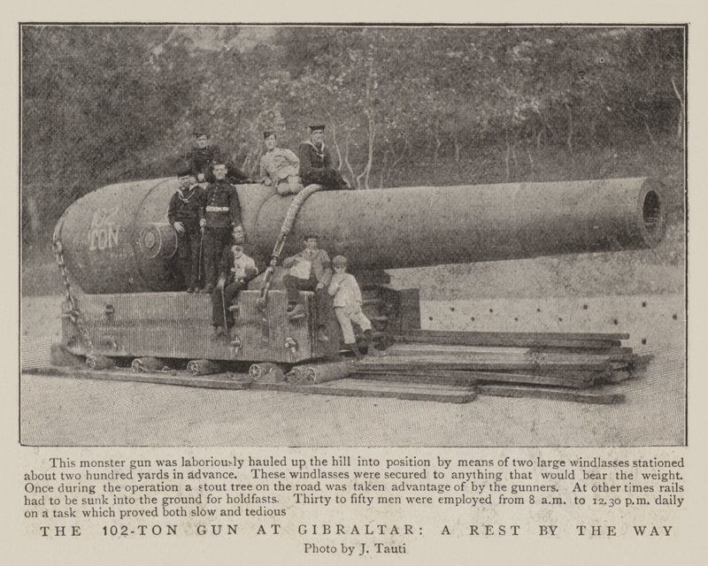 The 102-Ton Gun at Gibraltar, a Rest by the Way by English Photographer