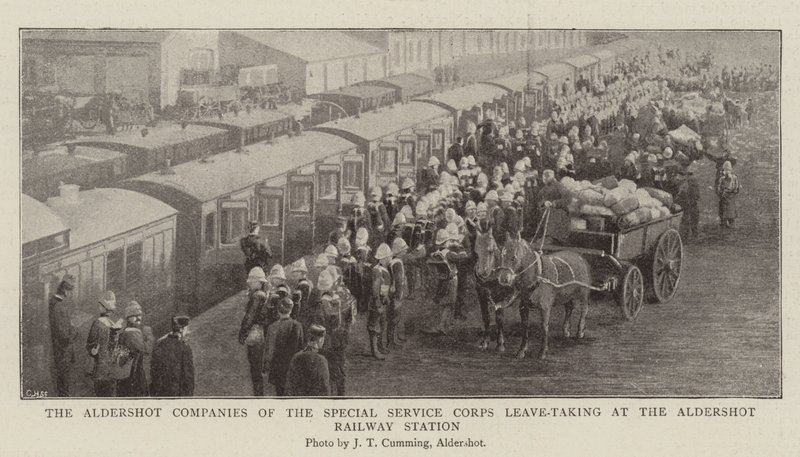 The Aldershot Companies of the Special Service Corps Leave-taking at the Aldershot Railway Station by English Photographer
