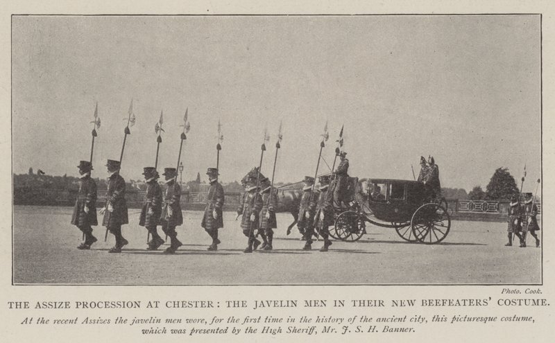 The Assize Procession at Chester, the Javelin Men in their New Beefeaters Costume by English Photographer